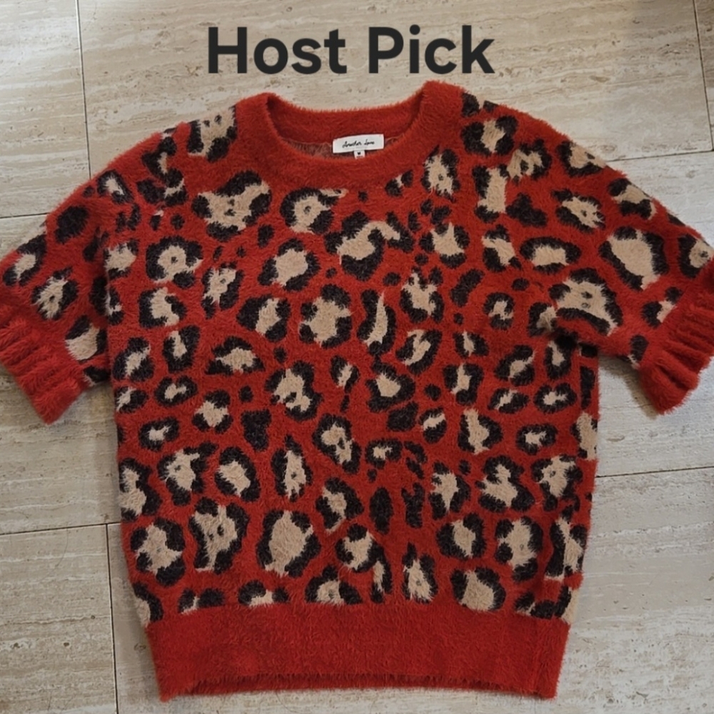 Another Love Sezanna Red Panthera Crewneck Design Print Sweater